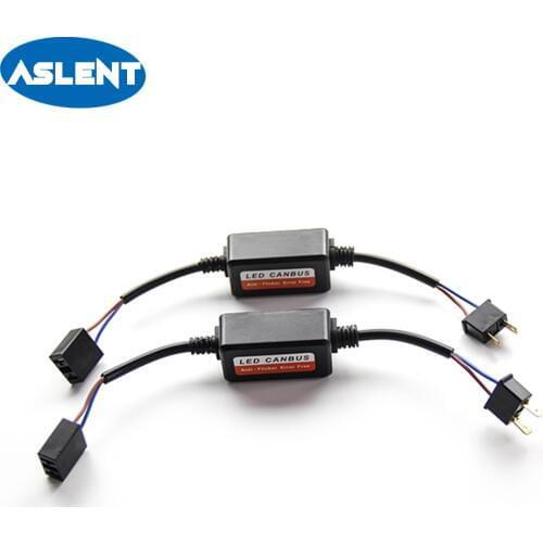 ASLENT 2pcs Error Free Canbus Decoder Wiring for LED Car Headlight Bulb Kits Fog Lamps H4 H7 H1 H11 9006 9007 9005 Anti-Flicker
