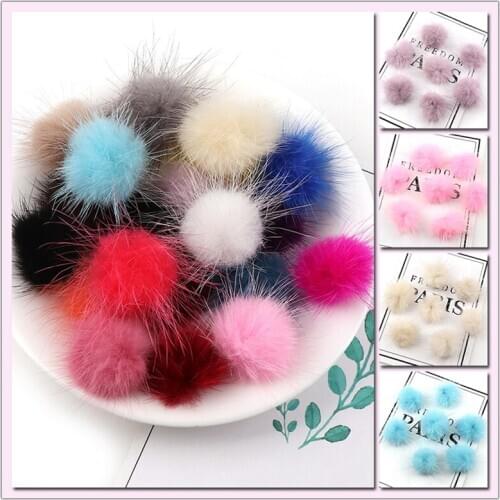 23 Colors 10pcs DIY Pompon 3cm Mink Pompoms Fur balls for Sewing On knitted keychain scarf shoes Hats DIY Jewelry Accessories