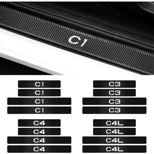Car 4pcs Carbon Fibre Car Door Threshold protection stickers FOR Citroen C1 C2 C3 C4 C5 C6 C4L DS3 DS5 Motorcycle Accessories