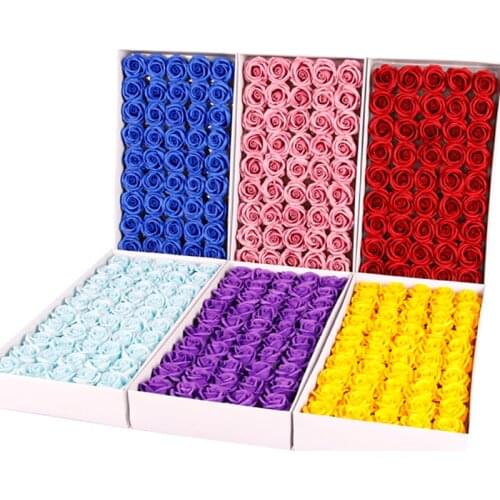 50pcs New Dia 4.5cm Cheap Soap Rose Heads Beauty Wedding Valentines Day Gift Wedding Bouquet Home Decoration Hand Flower Art