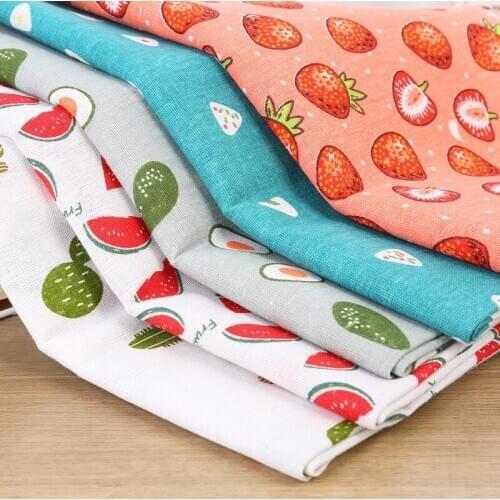 50cmx150cm Fruit Printed Cotton Linen Fabric Curtain Tablecloth Cloth For DIY Quilting & Sewing Accessories