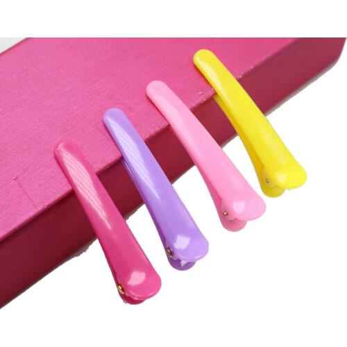 50 Mixed Bubblegum Color Plastic Prong Alligator Hair Clips Bows DIY 4.5CM