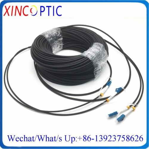 60M 2Cores SM G657A,4.0mm LSZH/TPU Cable,60Mts 2C LC/UPC(2Fibers)/SC/ST/FCPC Single Mode Armored Fiber Optic Patch Cord Jumper