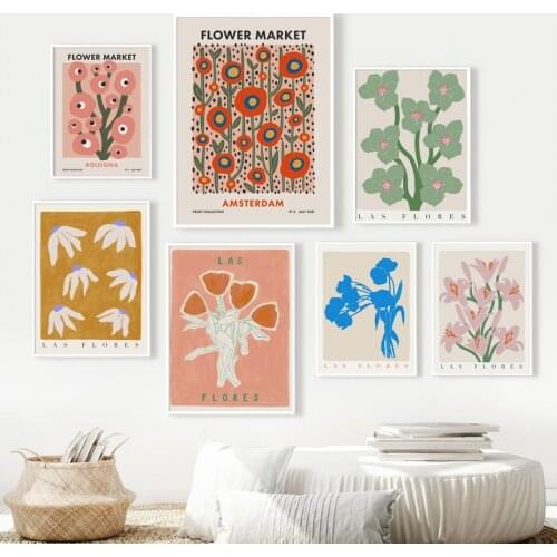 Abstract Las Flores Athens London Flower Market Wall Art Canvas Painting Posters And Prints Wall Pictures For Living Room Decor