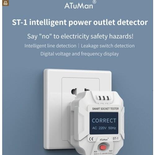 AtuMan DUKA ST-1 Socket Tester Socket Outlet Tester Smart Digital Display LCD Socket Tester Circuit Polarity Detector Wall Plug