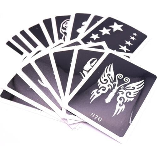 Free Shipping 50Pcs Colored Drawing Hana Hannah Diamond Powder Diy Tool Henna Tattoo Template Henna