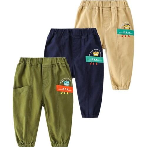 Pocket Boys Cargo Pants Fashion Toddler Elastic Waist Cotton Fabric Trousers Fall Spring Children Kids Clothes