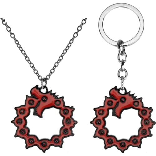 Anime Seven Deadly Sins Chain Keychain for Women Men Meliodas Dragon Tattoos Key Rings Key Chain Jewelry Accessories