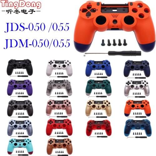 TingDong Full Shell Case Housing For PS4 Controller Replacement Parts Joystick JDS-050 JDS 055 JDM 050 JDM 055 With Screw Tool