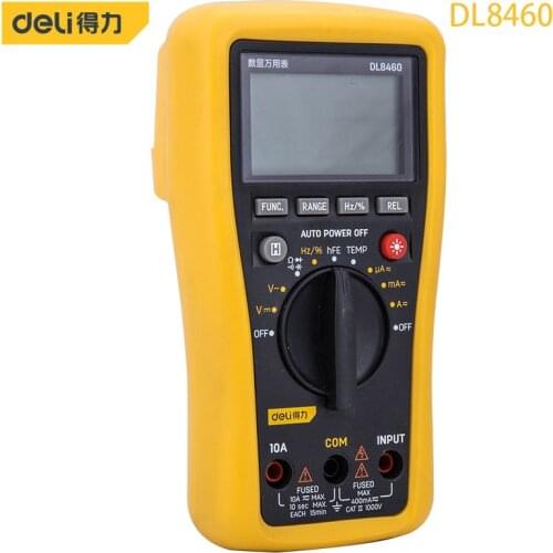 Deli DL8460 3-3/4 Digit Digital Multimeter Electrician Tools Multi-Function Detection DC 1000V, AC 750 Non-Slip Handle