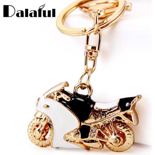 Motorcycle Autobike Enamel Crystal Keychains Purse Bag Buckle Pendant For Car Keyrings Key Chains Holder Women K312