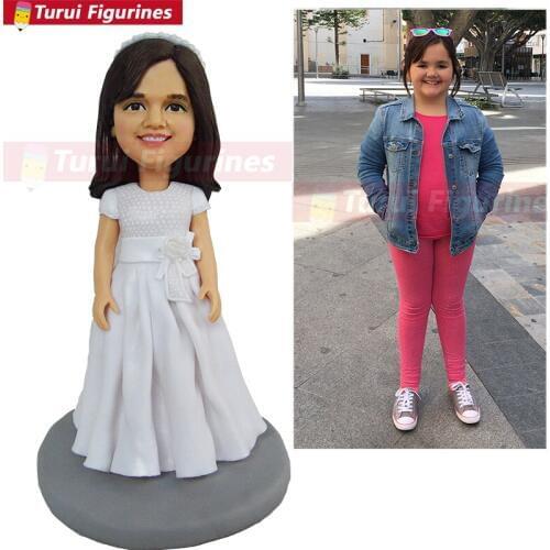 First communion girl micro figurines spain style sculpted people figura action figure for kids clay dolls ceramic custom clay mi
