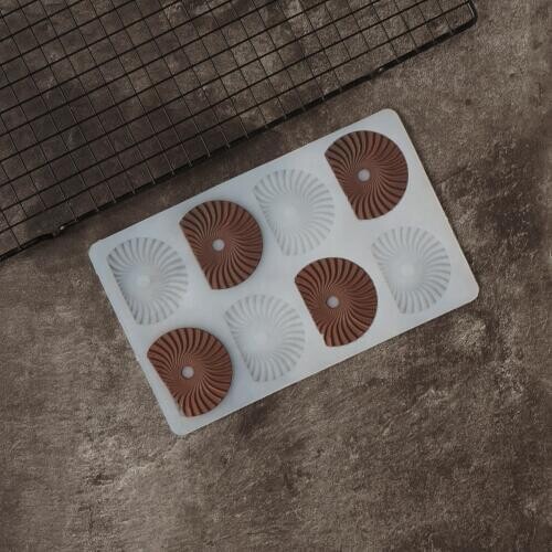 Ruffled Fan Shape Silicone Mold Decorating Chocolate Garnish Half Round Shape Transfer Sheet Stencil Chablon