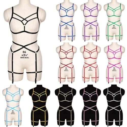 Goth Full Body Harness Sexy Harness Erotic Lingerie Body Stockings Bondage Stocking Harness Bra Suspenders Belt Sexy Underwear