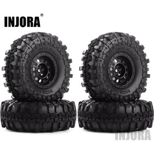 INJORA Rubber 1.9" Wheel Tires&Plastic 1.9inch Wheel Rims 4Pcs/Set for 1/10 RC Crawler Axial SCX10 90046 Tamiya CC01 D90 D110