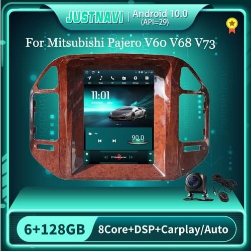 JUSTNAVI Autoradio For Mitsubishi Pajero V60 V68 V73 1999-2006 Tesla Style Carplay Multimedia Video Player Android 10 IPS Screen
