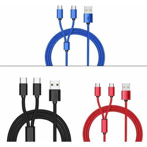 USB 2.0 Type A Male To Dual Type C USB C Male Splitter Y Cool Charging Cable Cord for Samsung Huawei Xiaomi Oneplus HTC Indoor