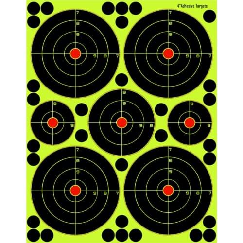 2"+3“+4” Combo Self-Adhesive Splatter Splash & Reactive(Color Impact) Shooting Sticker Targets(Bulls Eye) 10 Pages(10+20+40)Pcs)