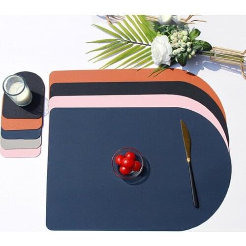 Ins Leather Lrregular Placemat Pvc Waterproof Oil Proof Table Mat Hotel Home Non Slip Insulation Pads Placemats for Dining Table