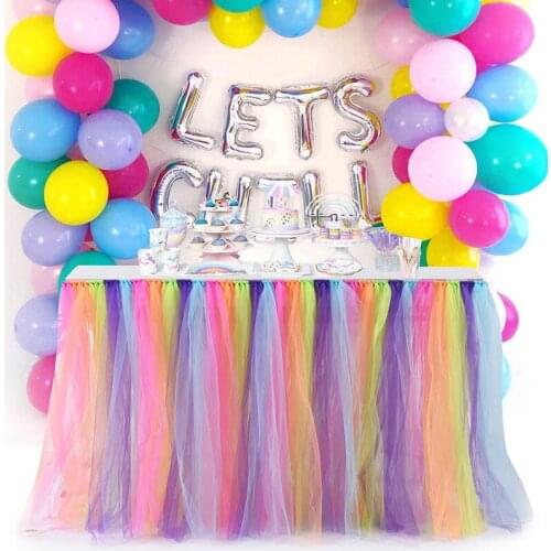 Colorful Table Skirt Tulle Tablecloth for Wedding Festival party Decoration Baby Shower Party Table Skirting Home Textile