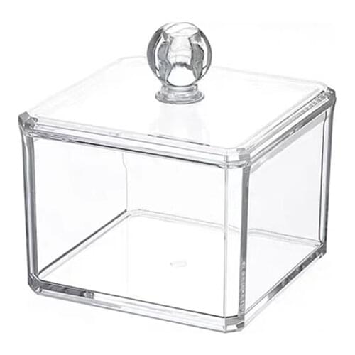 Multifunctional Square Acrylic Storage Box Makeup Cotton Pads Swab Storage Dust Proof Cosmetic Case Organizer Box With Lid