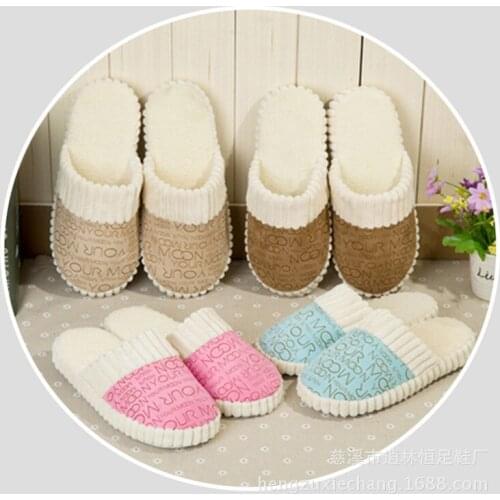 Mens and Womens Cotton Slippers Autumn and Winter Home Indoor Slippers Couple Cotton Slippers