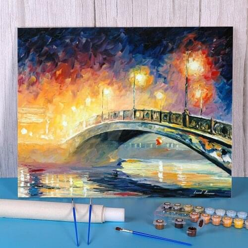 Oil Painting Style Bridge DIY Painting By Numbers Package Acrylic Paints 50*70 Painting On Canvas Home Decor Handiwork