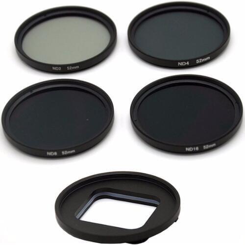 5 in 1 52mm Screw free ND2/ND4/ND8/ND16 filter kit for Gopro Hero 7 6 5 Black