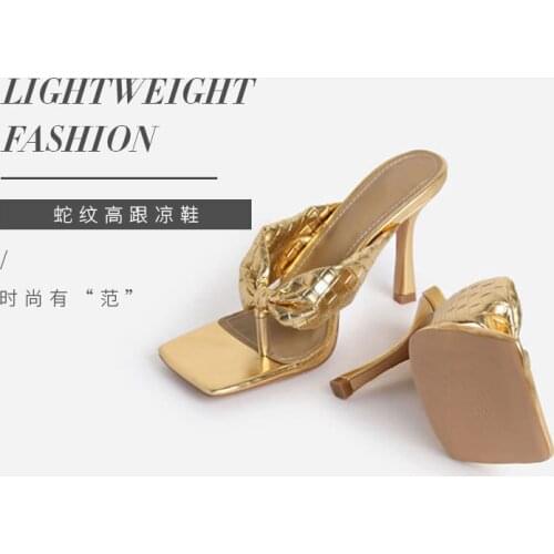 New shimmery material bright color flip-toe high-heeled sandals plus-size womens shoes