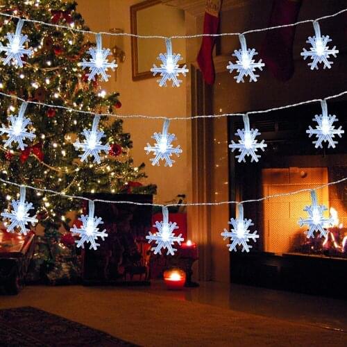 New Snowflake LED 1M 2M 3M Copper Wire LED String light Waterproof Holiday lights For Christmas Tree Wedding Party New Year Deco