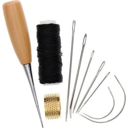 Canvas Leather Sewing Shoes Repair Tool Sets Awl Hand Stitching Taper Leathercraft Needle Tool Kit Leather Craft Sewing Supplies