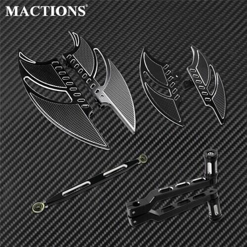 Motorcycle Front Rear Footpegs CNC Driver Passenger Floorboards Pedal Shift Linkage Shift Pegs Black For Harley Softail Touring