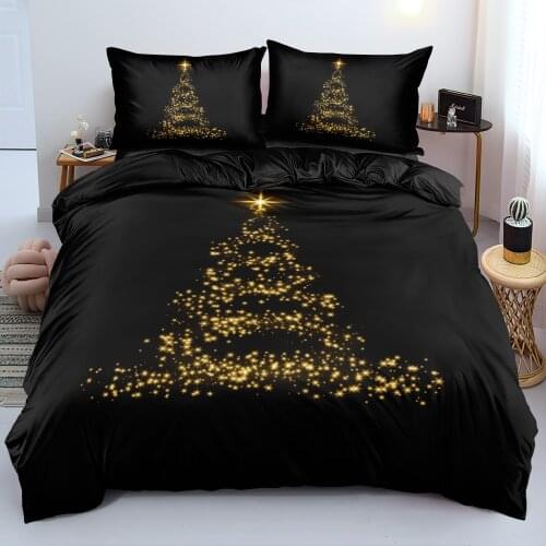 North America Bed Linens Merry Christmas Gold Star Tree Bedding sets Design Custom Duvet/Quilt/Comforter cover set 265x230 size