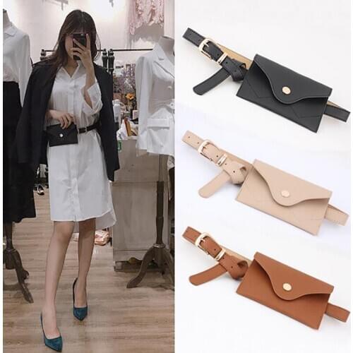 Girl Waist Bags Gold Buckle Belt Envelope Bag Fashion Trend Combination Model Wild Windbreaker Dress Female Leather Chest Packs