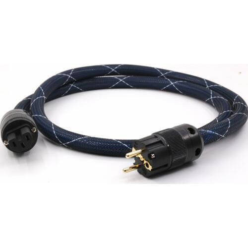 Hifi P111 OCC Silver Plated EU version Mains Power Cord Cable with Gold plated EU power plug Schuko power cord cable