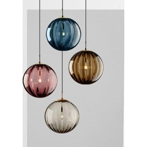 Modern Round Glass Lustre Pendant Lights Led E27 Pendant Lamp Hanging Lights for Home Fixtures Living Room Bedroom Decor Lights