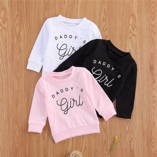 Spring Autumn Girls Pullover Sweatshirts Tops Long Sleeve Letter Print Girls T-shirts Cotton Toddler Kids Casual Girls Clothing