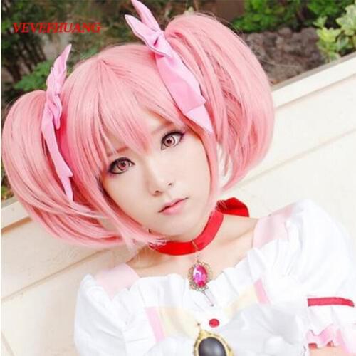 VEVEFHUANG Madoka Kaname Cosplay Wig Puella Magi Madoka Magica Costume Play Wigs Halloween Costumes Hair