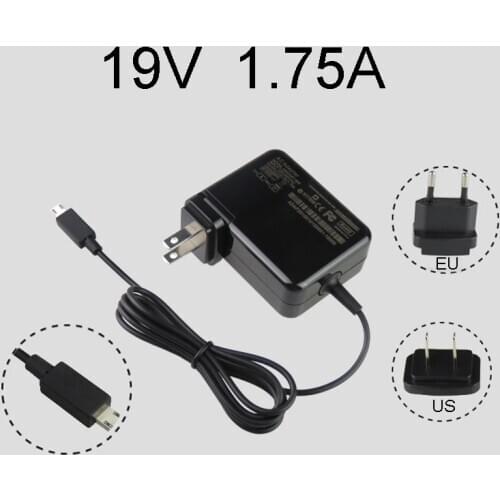 19V 1.75A 33W Micro-USB Charger AC Adapter For ASUS EeeBook X205 X205T X205TA Laptop AC Power Charger Supply US EU Plug
