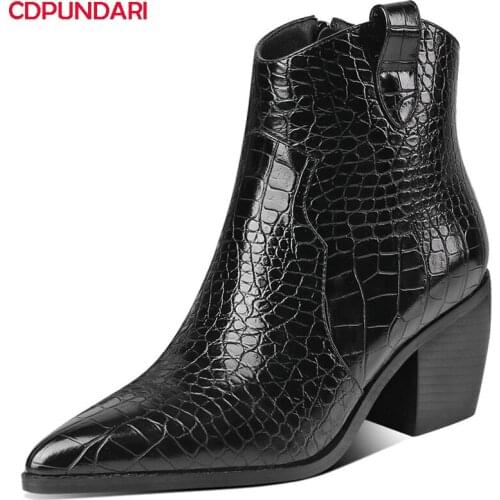 High Heels Western Ankle Boots Women Spring Autumn Cowgirl Short Boots Ladies Casual Shoes Bottines Femme