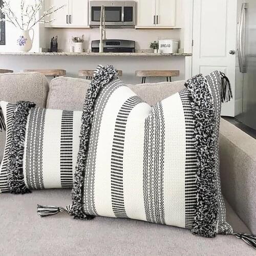 1PC Pillowcase Kussenhoes Black Kwastje Voor Slaapbank Woondecoratie Kussensloop Moderne Ontwerp 45x45Cm