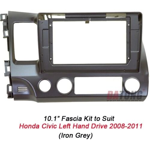 10.1'' Universal Android Navigation Fascia Frame for Honda Civic Left Hand Drive 2008 2009 2010 2011 Metallic Grey Olc Version