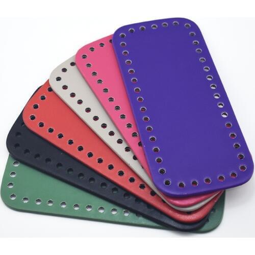 18x8cm Bottom For Knitting Bag PU Patent Leather Bag Accessories Rectangle Bottom With Holes DIY Crochet Bag Bottom