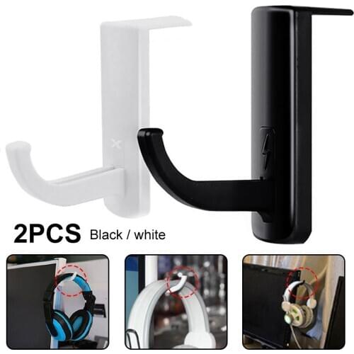 2Pcs Universal Headphones Headset Hanger PC Monitor Desk Stick-on Stand Holder 2020