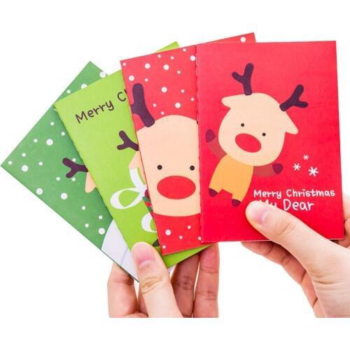 30pcs/lot Christmas Day Red Green Small Cute Writing Paper Cardboard Notebook Diy Transverse line Student School Gifts Wholesale