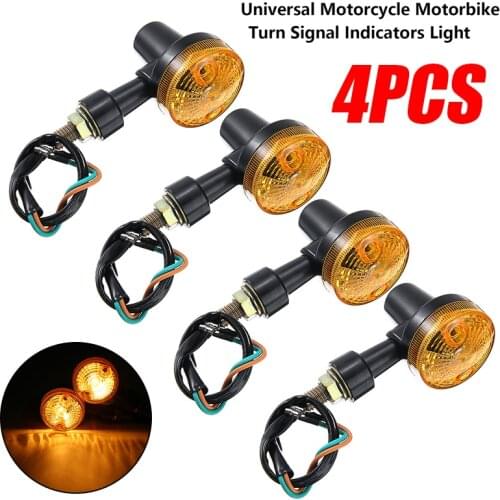 4pcs 12V 5W Motorcycle Scooter Amber Turn Signal Light Indicators Lighting Day-time Running Lamp DIY Moulding Parts