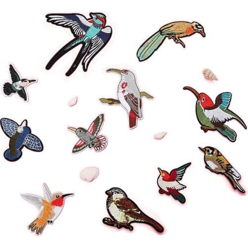 50pcs/lot Embroidery Patch Bird animal Clothing Decoration sewing Accessories gift Diy Iron Heat Transfer Applique animal bird