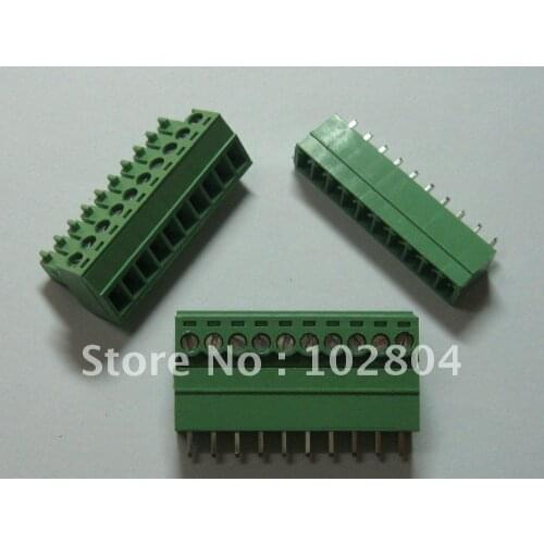 60 pcs Screw Terminal Block Connector Pitch 3.5mm 10 pin/way Green Color Pluggable Type