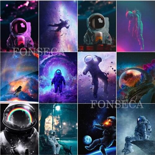 Diamond Painting Astronaut Mosaic Diamond Embroidery Full Square Round Dirll Cross Stitch Kits Space Scenery Pictures Home Decor