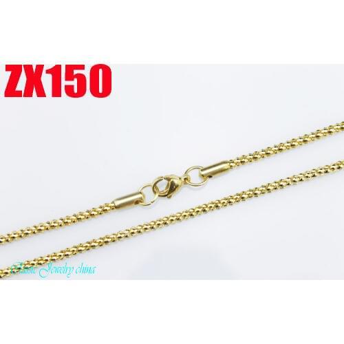 18 Inch 2.4mm corn chain golden color stainless steel necklace fashion sweater chain women lady jewelry 20pcs ZX150